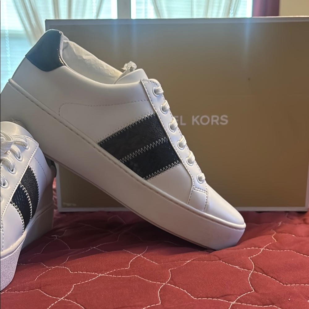 Michael Kors White and Black Sneakers Sleek Design
